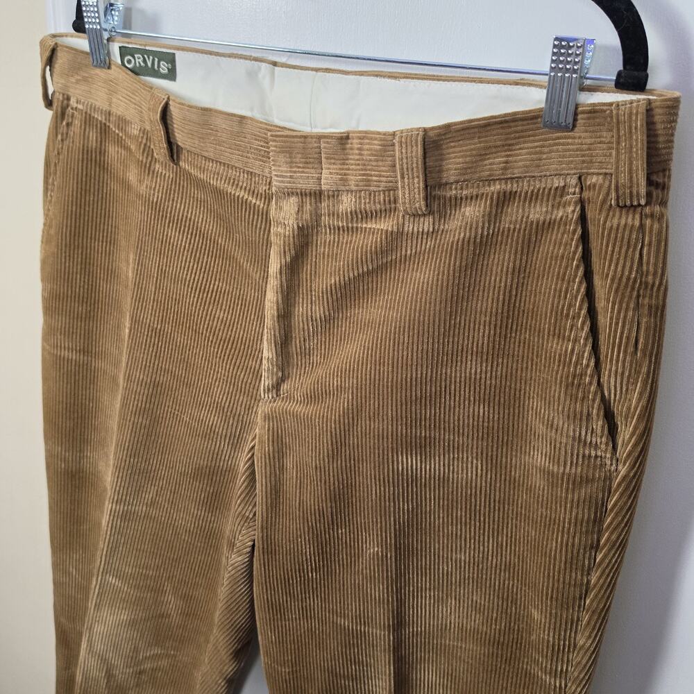 Orvis Brisbane Moss Corduroy Pants Mens 36 x 33 Cuffed Thick Heavy Straight Flat